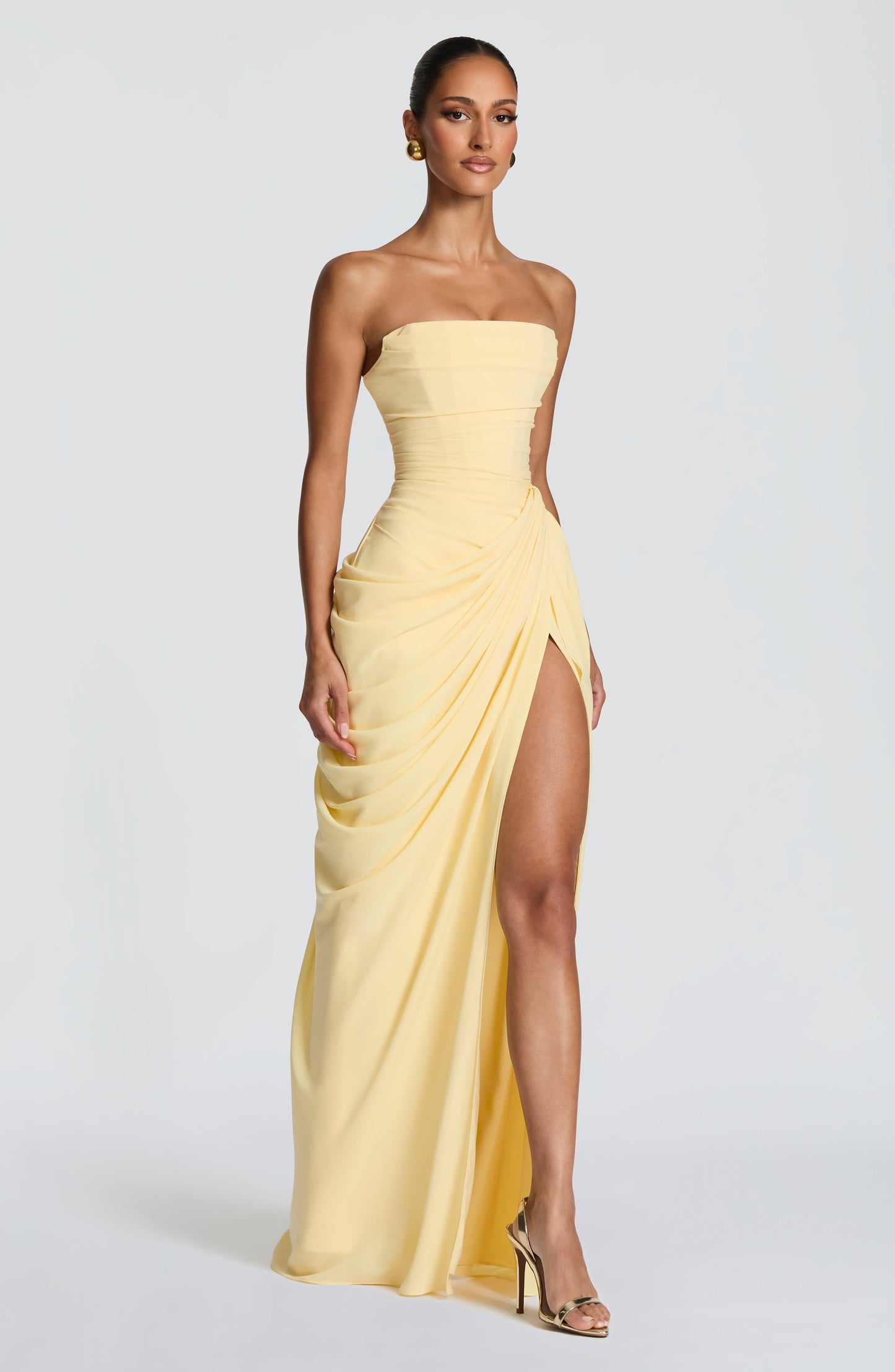 HANNAH | Elegant Maxi Dress with Draping and High Slit