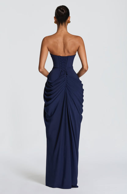 HANNAH | Elegant Maxi Dress with Draping and High Slit