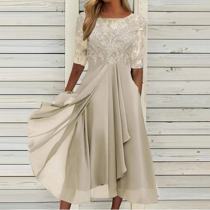 VICTORIA | Elegant Dress with Lace and Flowing Skirt