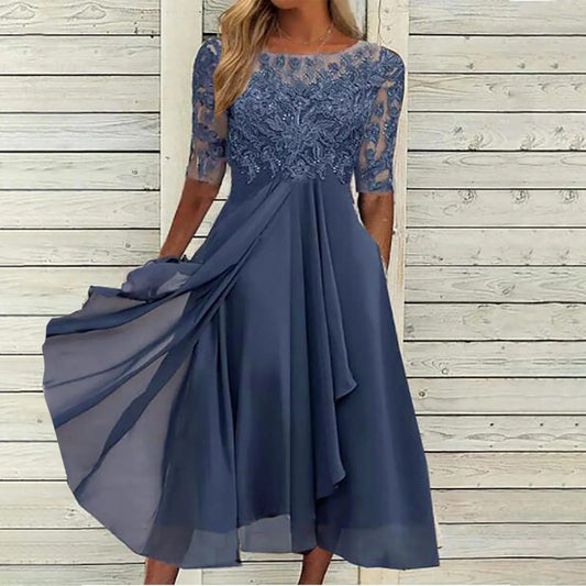 VICTORIA | Elegant Dress with Lace and Flowing Skirt
