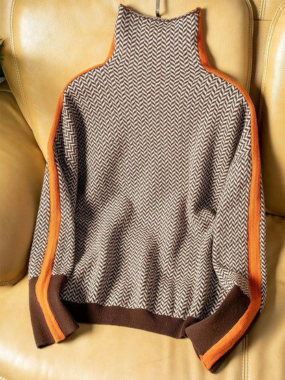 Clémence - High-neck sweater with contrasting stripes