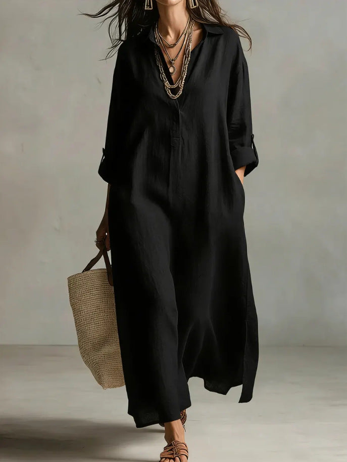 SLOANE | Effortless Black Maxi Dress Relaxed Silhouette Versatile Daily Wear