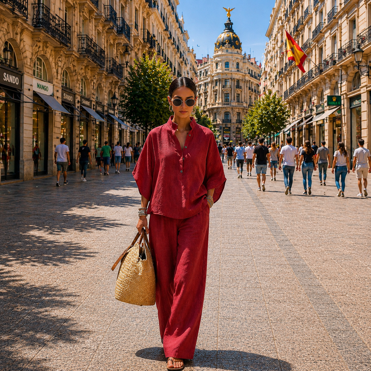 Mariel | Set with batwing sleeves and wide pants