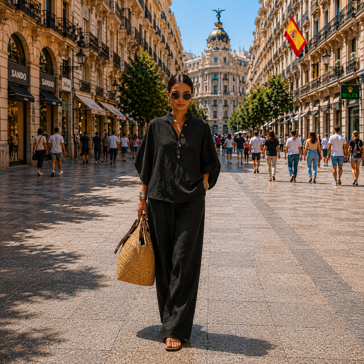 Mariel | Set with batwing sleeves and wide pants