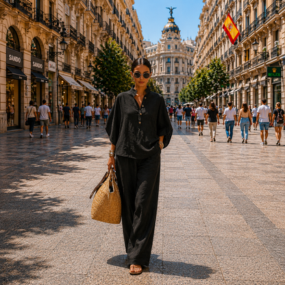 Mariel | Set with batwing sleeves and wide pants
