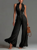 Zsofia Jumpsuit - Pleated White Chiffon Jumpsuit