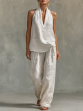 Zoey || Sleeveless Set with Wide Pants