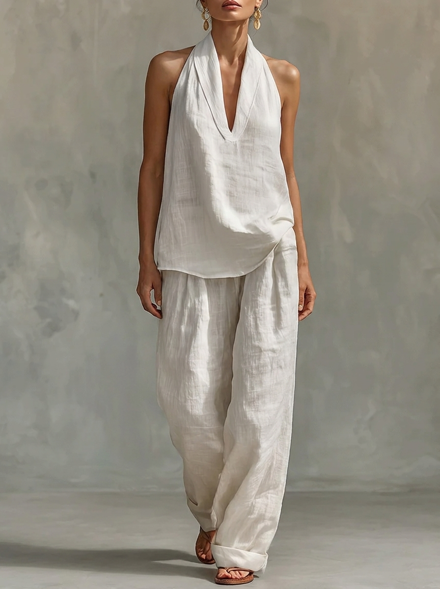Zoey || Sleeveless Set with Wide Pants