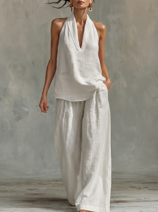 Zoey || Sleeveless Set with Wide Pants