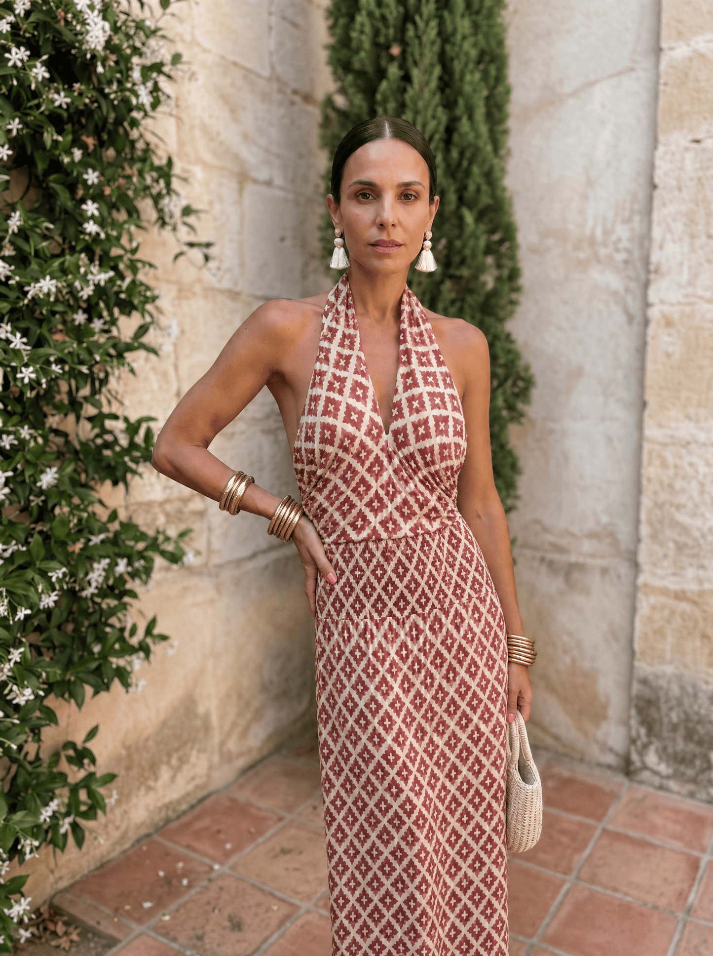 Elegant ensemble with off-shoulder design