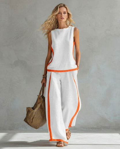 Ursula - Elegant and Casual Set of Vest and Pants with Two-Tone Finishes