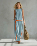 Ursula - Elegant and Casual Set of Vest and Pants with Two-Tone Finishes