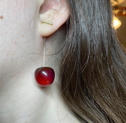 Blood Red Cherry Earrings, Y2K Jewelry, Y2K, Coquette, Lightweight, White Elephant Gift, Galentine's Party, Cute Earrings