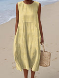 SANNE | Summer Midi Dress with Embroidery and Hidden Pockets