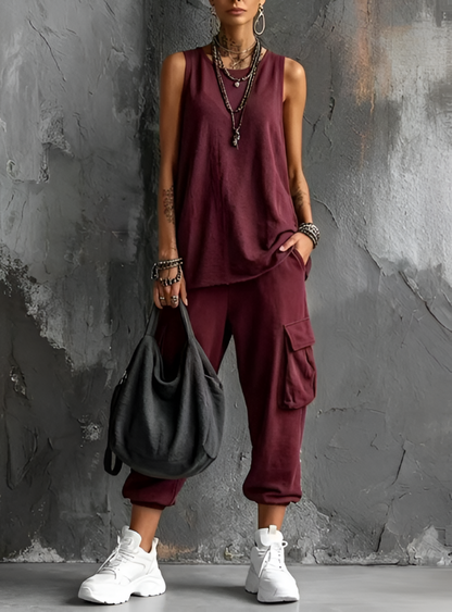 SAWYER | Casual Two Piece Set with Tank Top and Cargo Joggers for Effortless Urban Style