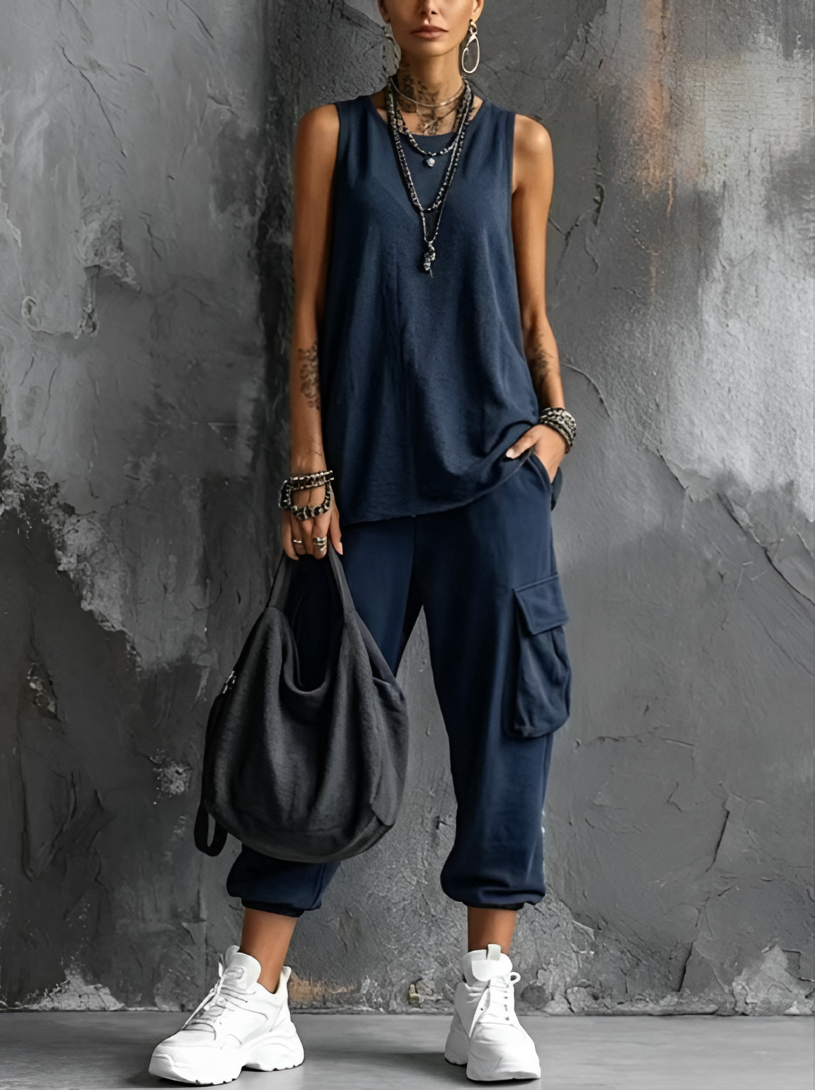 SAWYER | Casual Two Piece Set with Tank Top and Cargo Joggers for Effortless Urban Style