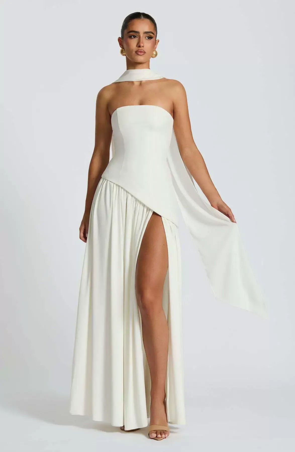 LINA | Strapless Maxi Dress with High Slit