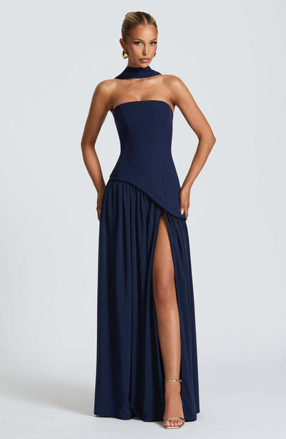 LINA | Strapless Maxi Dress with High Slit