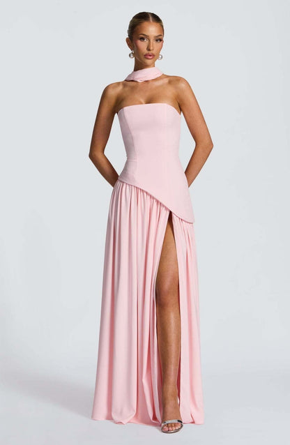 LINA | Strapless Maxi Dress with High Slit