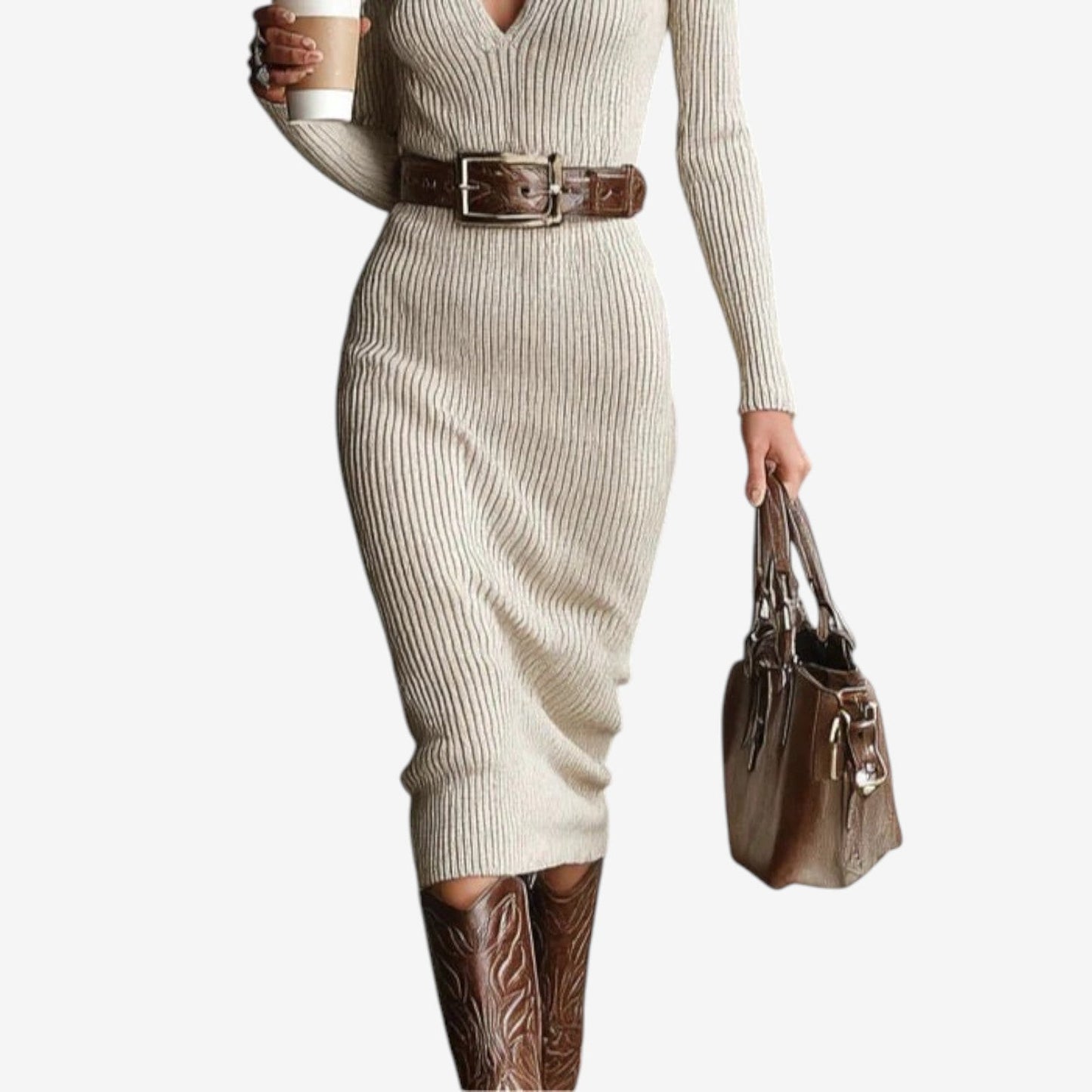 YARA™ | Ribbed Dress with Flattering Waist and Timeless Elegance for Day and Evening