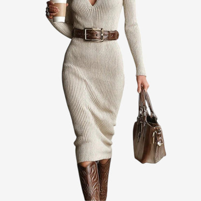 YARA™ | Ribbed Dress with Flattering Waist and Timeless Elegance for Day and Evening