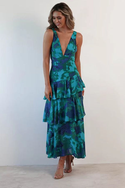 LISA | Floral Ruffle Maxi Dress