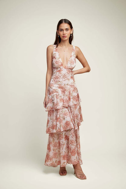 LISA | Floral Ruffle Maxi Dress