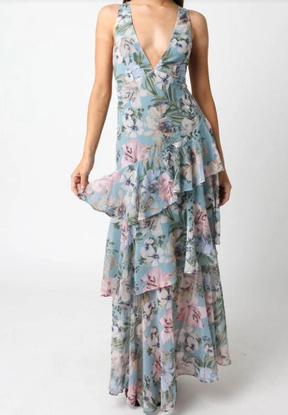 LISA | Floral Ruffle Maxi Dress