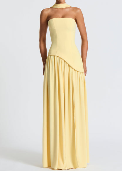 LINA | Strapless Maxi Dress with High Slit