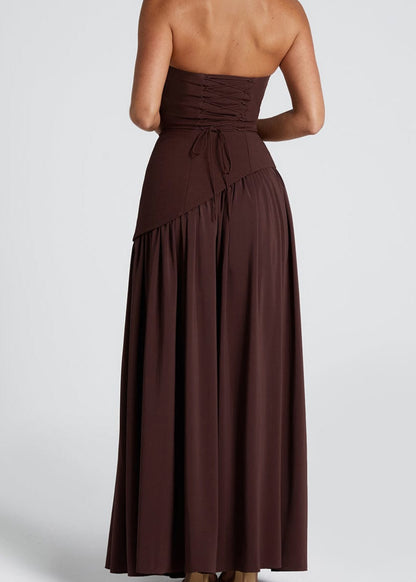 LINA | Strapless Maxi Dress with High Slit