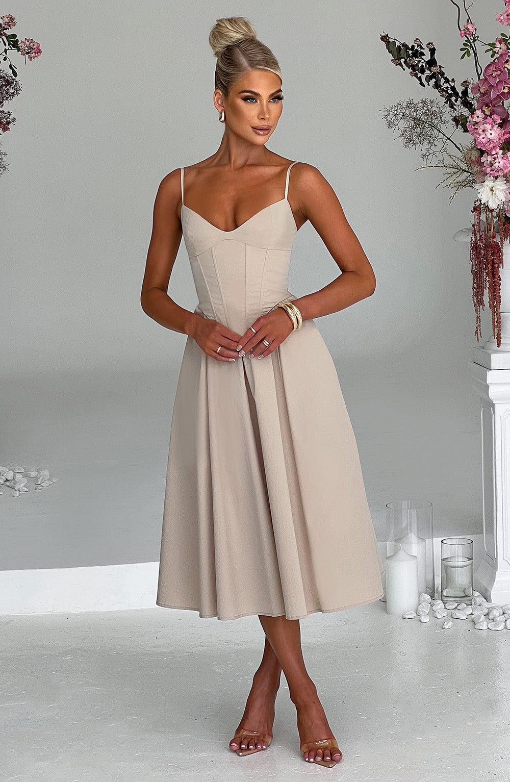 MAILEEN | Elegant Midi Dress in Corset Style