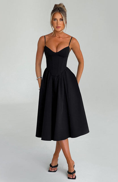 MAILEEN | Elegant Midi Dress in Corset Style