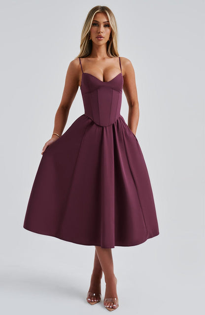 MAILEEN | Elegant Midi Dress in Corset Style