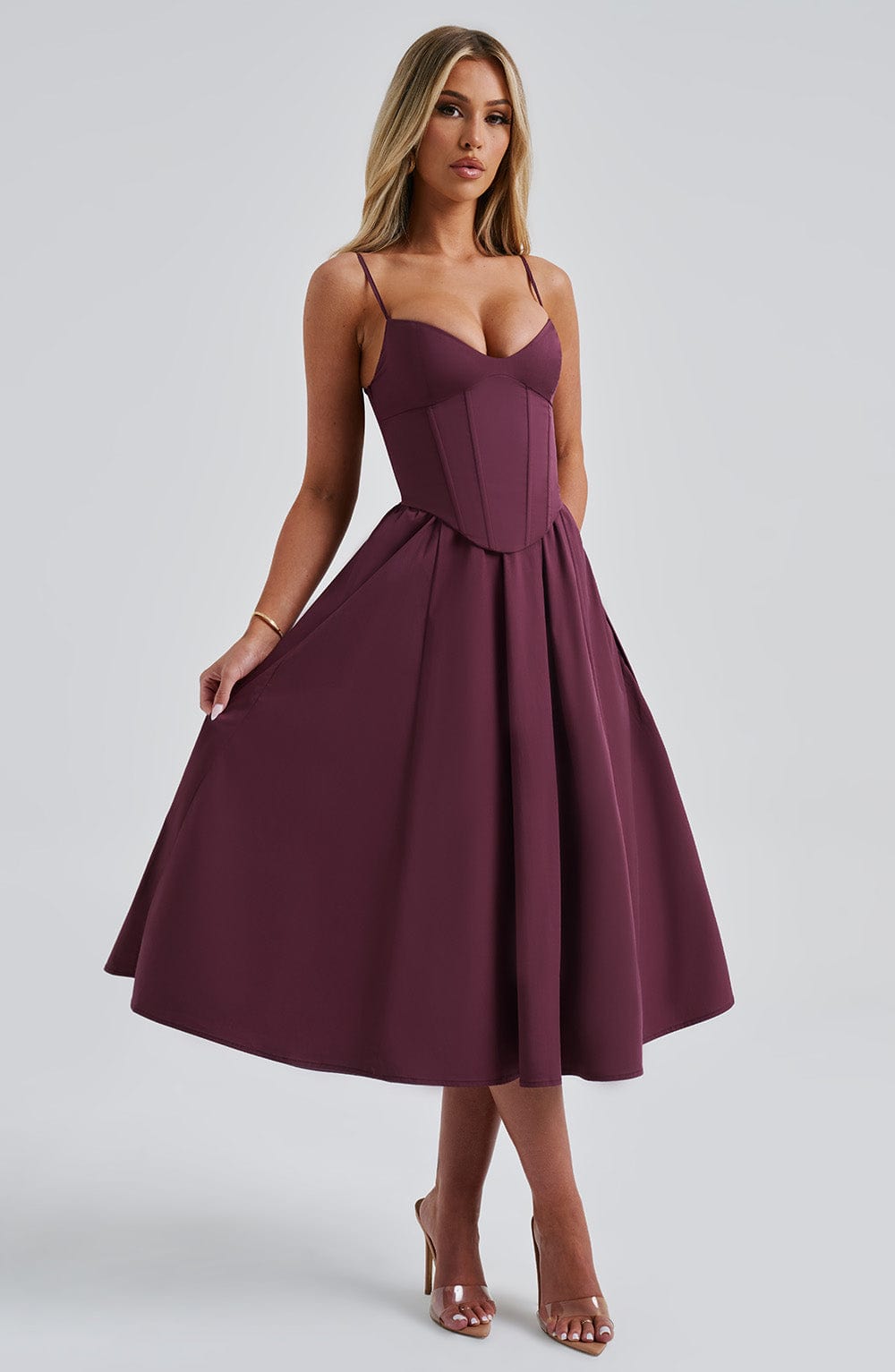 MAILEEN | Elegant Midi Dress in Corset Style