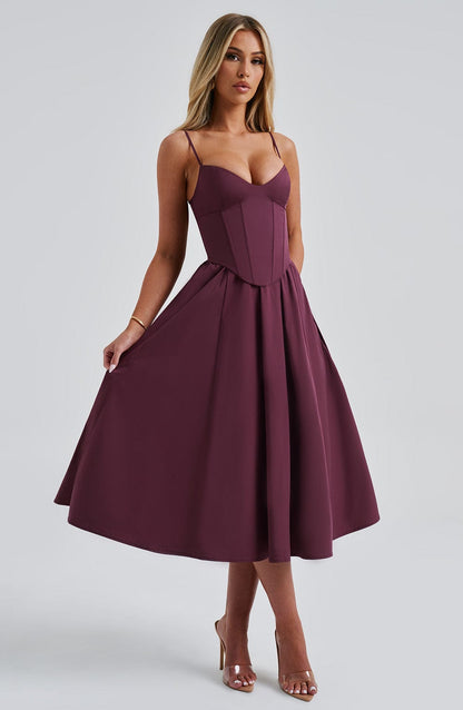 MAILEEN | Elegant Midi Dress in Corset Style