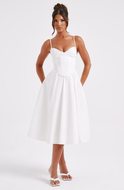 MAILEEN | Elegant Midi Dress in Corset Style