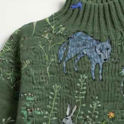Hana | My Knitted Sweater with Forest Inspired Print