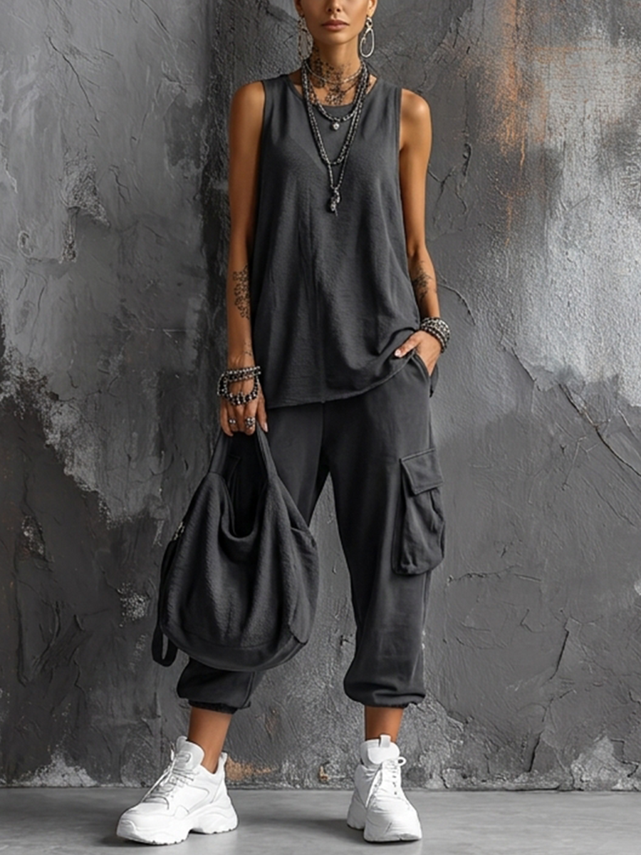 SAWYER | Casual Two Piece Set with Tank Top and Cargo Joggers for Effortless Urban Style