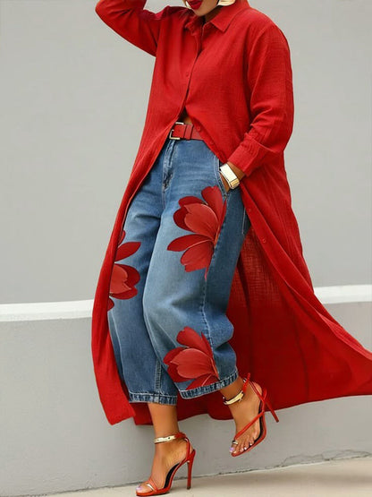 Ruby | Longline Shirt Dress and Floral Two-Piece Set