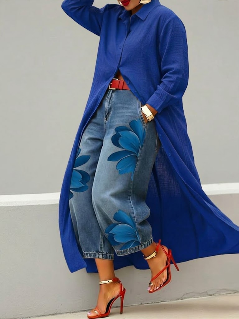 Ruby | Longline Shirt Dress and Floral Two-Piece Set