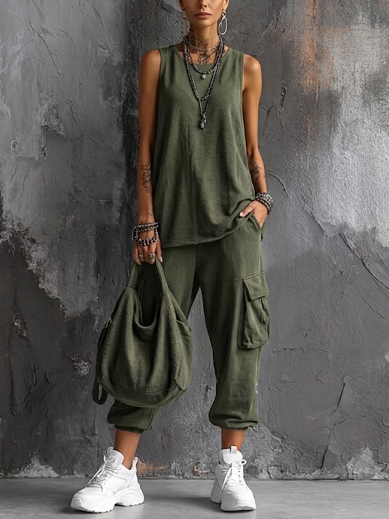 SAWYER | Casual Two Piece Set with Tank Top and Cargo Joggers for Effortless Urban Style
