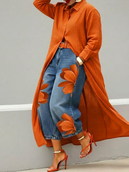 Ruby | Longline Shirt Dress and Floral Two-Piece Set