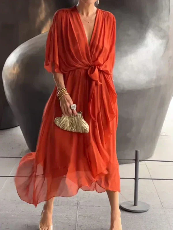 GINEVRA | Long Elegant Dress with Feminine Neckline