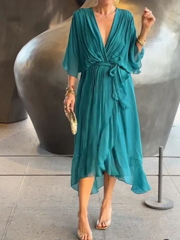 GINEVRA | Long Elegant Dress with Feminine Neckline