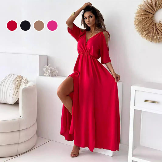 ISABELLA | Elegant Dress with Side Split and V-Neck for a Flattering and Feminine Style