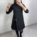 Refined A-line Dress with Pleat Detail and Gold Chain