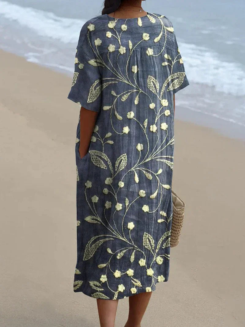 Sammy - Vintage Floral Art Flowing Casual Dress