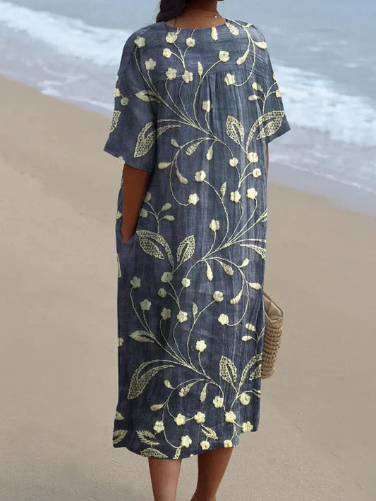 Sammy - Vintage Floral Art Flowing Casual Dress