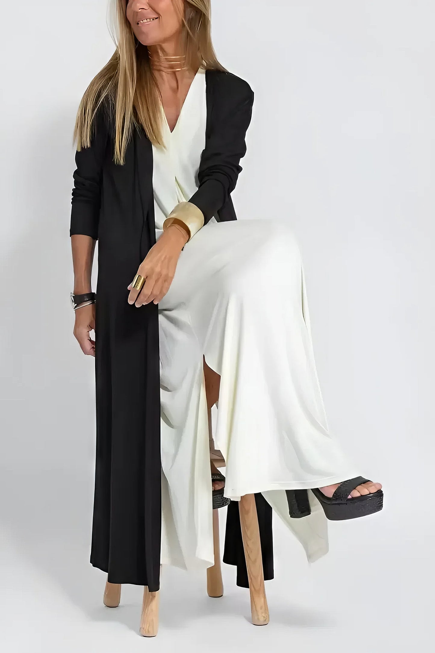 ELISE | Elegant Long Dress with Matching Cardigan Free