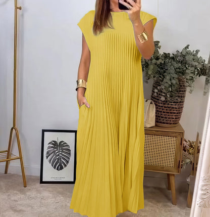 ELEONORA | Pleated Dress Without Sleeves, Elegant and Timeless